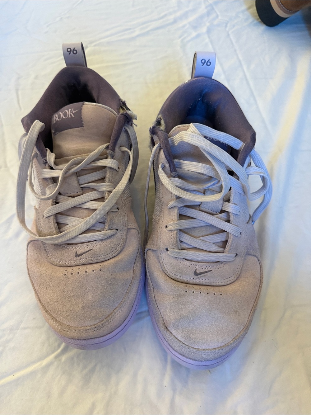 Nike Suede Low-Top Sneakers in Beige and Lavender